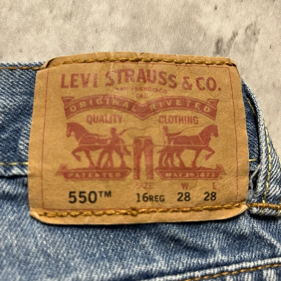 Levis 550 Jeans Mens 16 28x28 Blue Denim Relaxed Fit Straight Leg Cotton Zip Fly - Picture 10 of 11